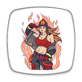 Rescuer Extinguishing work Fire Lifesaver Fire brigade - Square fridge magnet - white - Front