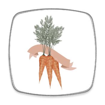 Three carrots in a bunch with blank banner - Square fridge magnet - white - Front