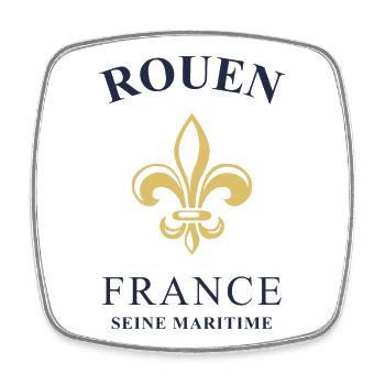 ROUEN France Frankreich - Viereckiger Kühlschrankmagnet - Weiß - Vorne
