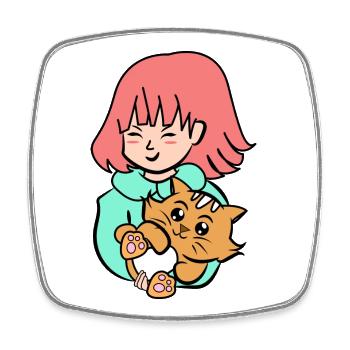 Zeichentrick Anime Katze Cosplay Comic Japan Asien - Viereckiger Kühlschrankmagnet - Weiß - Vorne