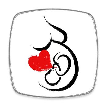 Babybauch Herz Baby Schwanger Schwangerschaft Mama - Viereckiger Kühlschrankmagnet - Weiß - Vorne