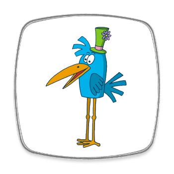 Blue bird and its hat - Square fridge magnet - white - Front