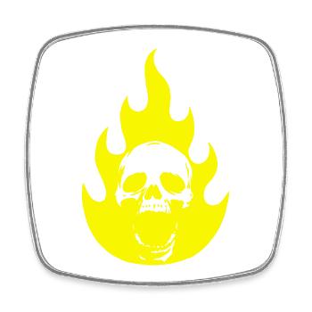 Crâne et flamme jaune - Magnet carré - blanc - Devant