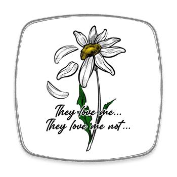 Daisy Line Art on Black - Square fridge magnet - white - Front