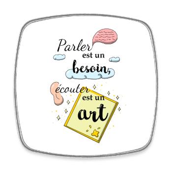 Ecouter est un art - Magnet carré - blanc - Devant