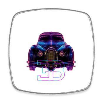 Voiture néon vintage futuriste - Magnet carré - blanc - Devant