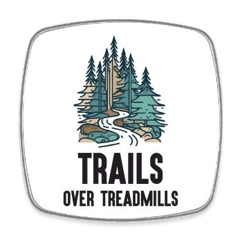 Trailrunning - Trails über Laufbänder - Viereckiger Kühlschrankmagnet - Weiß - Vorne
