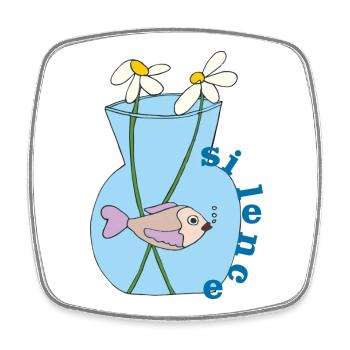 fisch im glas - Viereckiger Kühlschrankmagnet - Weiß - Vorne