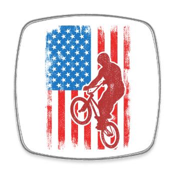 BMX USA - Viereckiger Kühlschrankmagnet - Weiß - Vorne