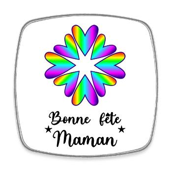 FÊTE DES MÈRES. BONNE FÊTE MAMAN. MAMAN. COEUR - Magnet carré - blanc - Devant