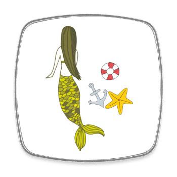 Heure avancée de Mermaid - Magnet carré - blanc - Devant