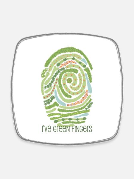 Garden fingerprint - Square fridge magnet - white