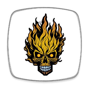 Flaming Skull - Square fridge magnet - white - Front