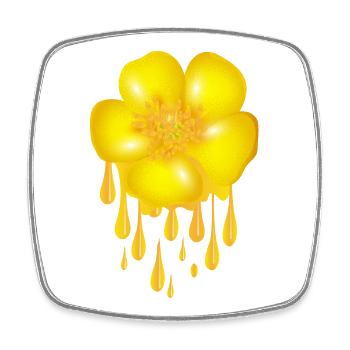 leuchtend gelbe Butterblume mit Dripping Effect - Viereckiger Kühlschrankmagnet - Weiß - Vorne