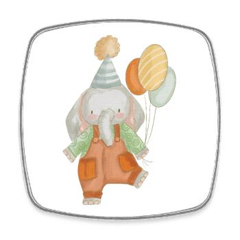 Éléphant d’anniversaire avec ballons - Magnet carré - blanc - Devant