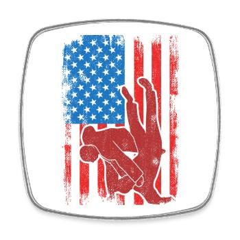 Judo USA Flagge - Viereckiger Kühlschrankmagnet - Weiß - Vorne