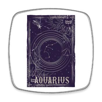 Aquarius Constellation Ring Night Sky - Square fridge magnet - white - Front