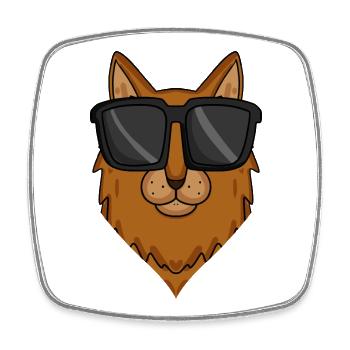 Cool cat with sunglasses - cat breed Somali - Square fridge magnet - white - Front