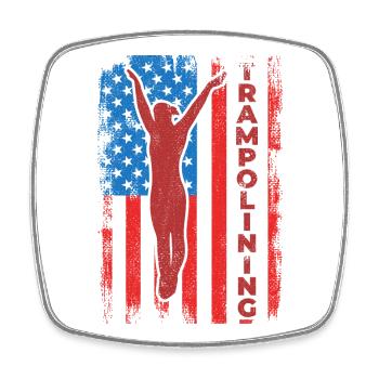Trampolinspringen USA Flagge - Viereckiger Kühlschrankmagnet - Weiß - Vorne