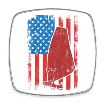 USA Patriotic Windsurfer - Square fridge magnet - white - Front