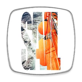 Sailing on the waves - Square fridge magnet - white - Front