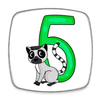 5 Birthday 5 years old with animal motif - five - Square fridge magnet - white - Front