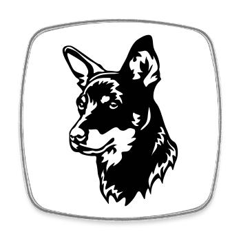 Lancashire Heeler Kopf - Viereckiger Kühlschrankmagnet - Weiß - Vorne