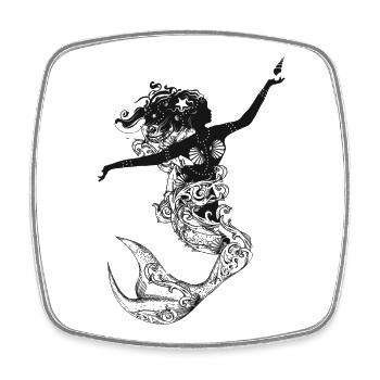 Mermaid in filigree silhouette optics - Square fridge magnet - white - Front