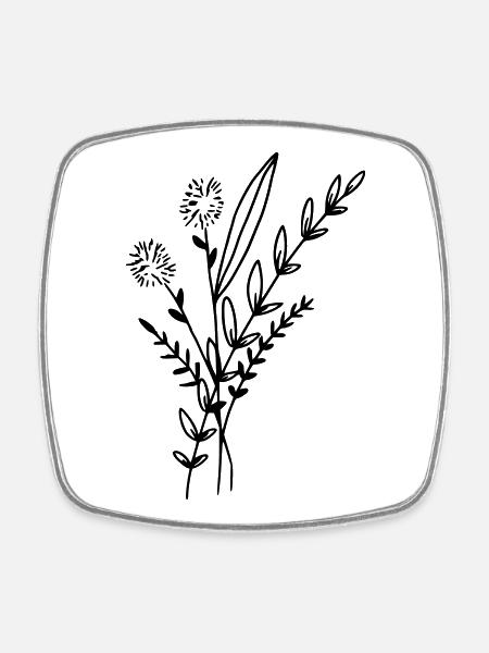 Bouquet - Magnet carré - blanc