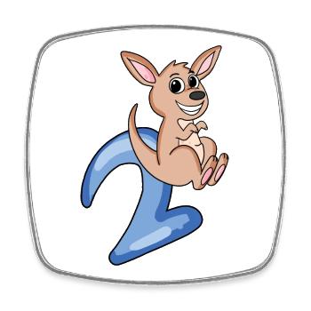 2nd birthday motif kangaroo - two years - Square fridge magnet - white - Front