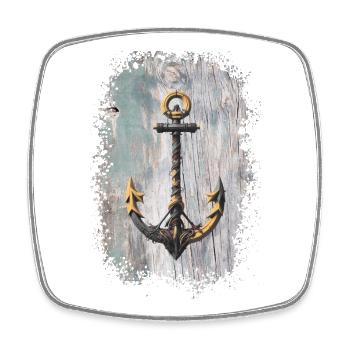 Anchor Tattoo Rope Art - Square fridge magnet - white - Front