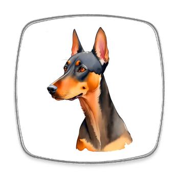 Doberman - Magnet carré - blanc - Devant