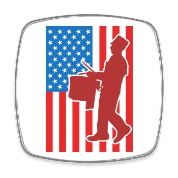 Drum USA Flag - Square fridge magnet - white - Front