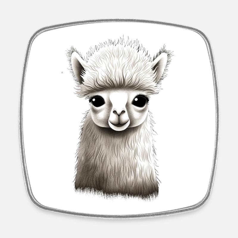 Alpaca fluffy and cute - Square fridge magnet - white
