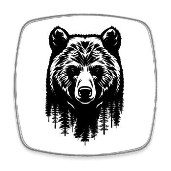 Bär Tattoo Ornament Natur Wald Grizzly Bären - Viereckiger Kühlschrankmagnet - Weiß - Vorne