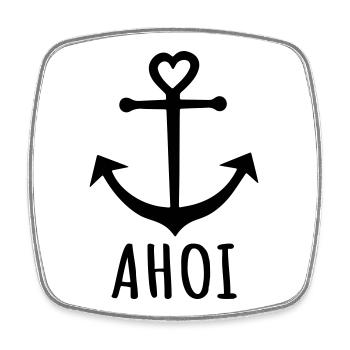 Anker - Ahoi - Viereckiger Kühlschrankmagnet - Weiß - Vorne