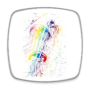 Colorful jellyfish - Square fridge magnet - white - Front