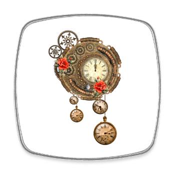 Wonderful steampunk watch - Square fridge magnet - white - Front
