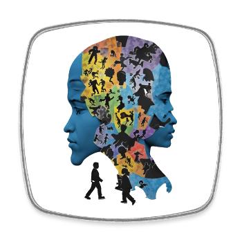 Das Puzzle Mensch - Viereckiger Kühlschrankmagnet - Weiß - Vorne