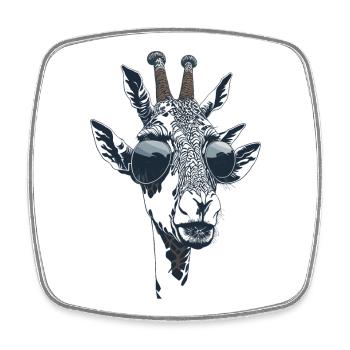 The portrait of a giraffe with sunglasses - Square fridge magnet - white - Front
