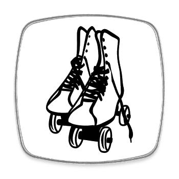 Roller skates sketch - Square fridge magnet - white - Front