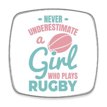 Rugby Player Girls - Square fridge magnet - white - Front