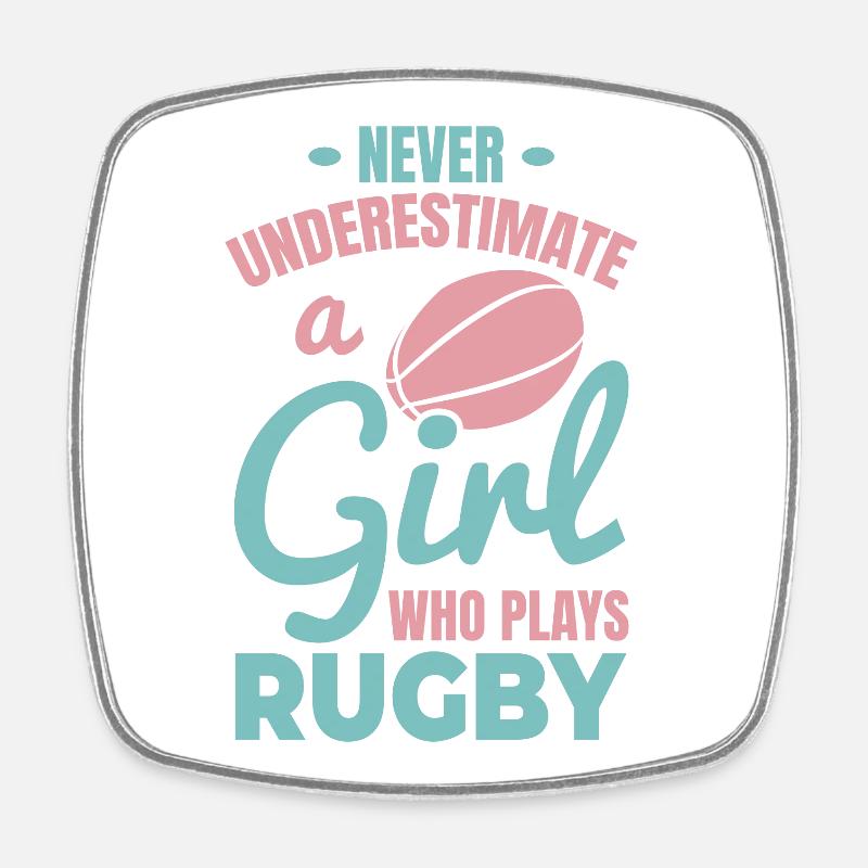 Joueuse de rugby filles - Magnet carré - blanc
