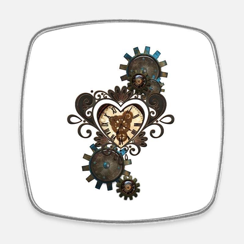 Le cœur du steampunk - Magnet carré - blanc