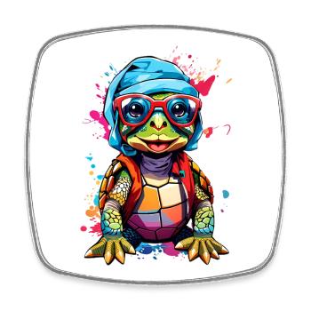 Turtle small and colorful - Square fridge magnet - white - Front