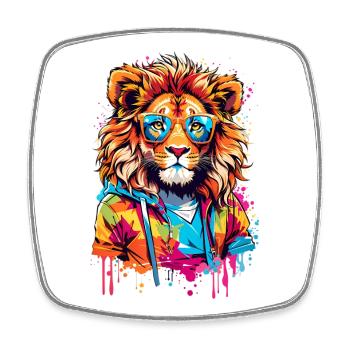 Cool Lion - Magnet carré - blanc - Devant