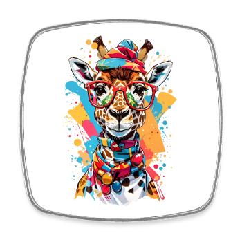 Coole Giraffe - Viereckiger Kühlschrankmagnet - Weiß - Vorne