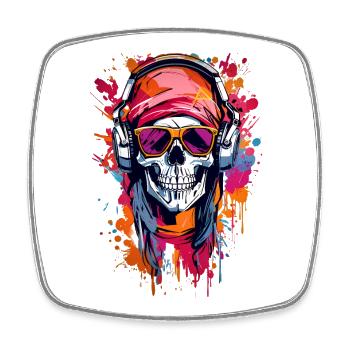 Coole Totenkopf - Viereckiger Kühlschrankmagnet - Weiß - Vorne