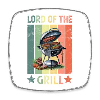 Grill Grilling Grillmeister - Square fridge magnet - white - Front