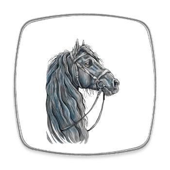 Pferd Portrait - Viereckiger Kühlschrankmagnet - Weiß - Vorne
